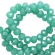 Faceted glass beads 3x2mm disc Light malachite green-pearl shine coating
